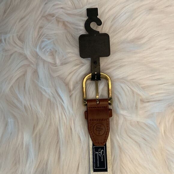 STATE TRADITIONS NORTH CAROLINA LEATHER STRAP BELT SIZE 30 - Picture 5 of 9